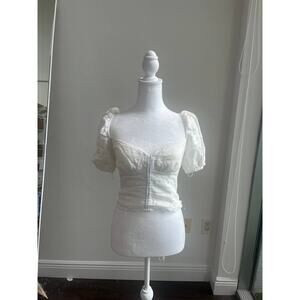 Square Neckline Short Sleeve Crop Top